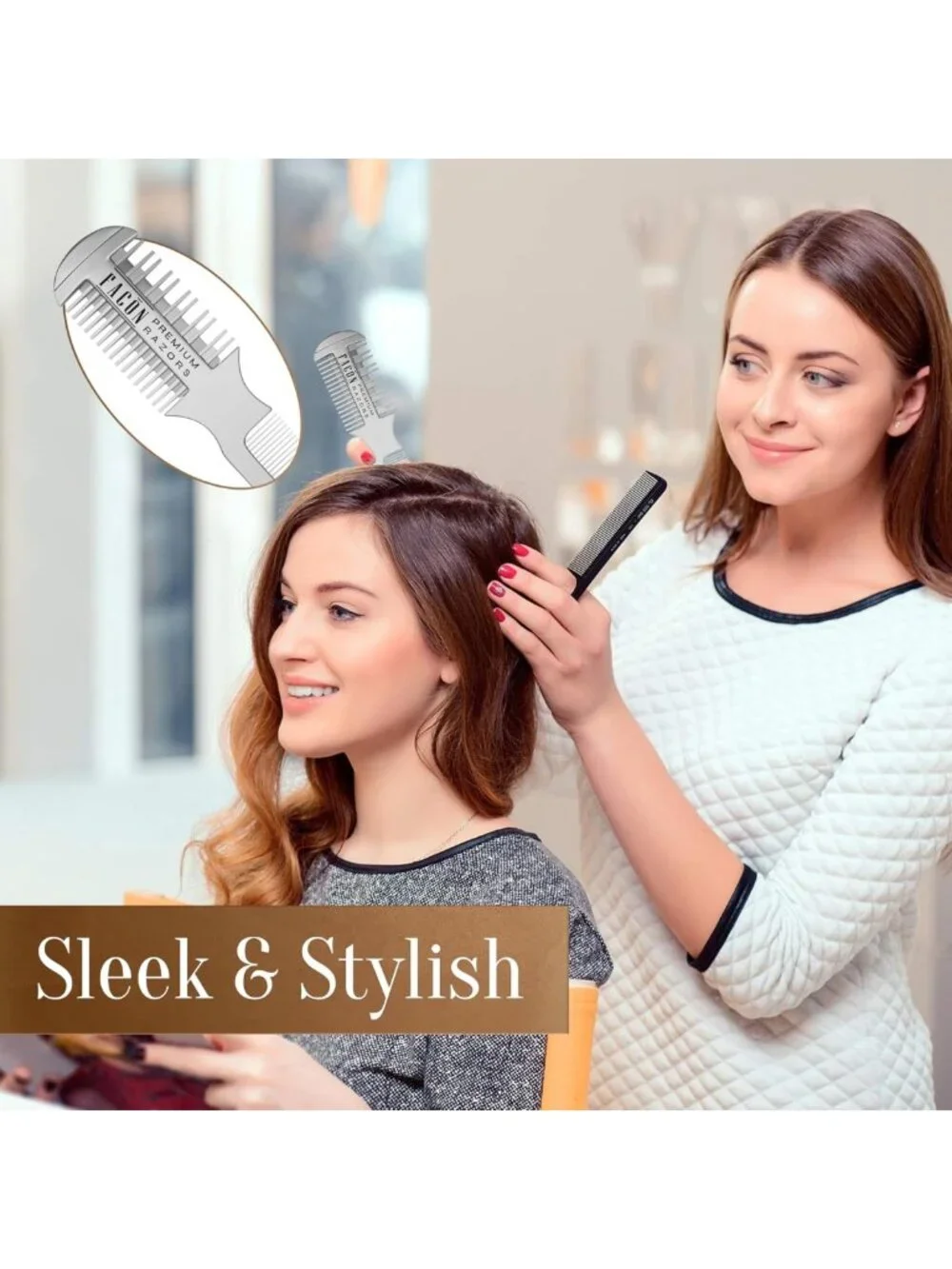 Professional Hair Cutting Razor Comb Kit - 12 Blades, Double Edge Shaper for